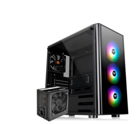 Gabinete Thermaltake V200 TG Negro RGB Fuente 600W 80+