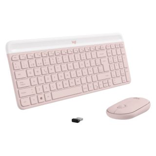 COMBO TEC + MOU INALAMBRICO LOGITECH MK470 SLIM ROSA