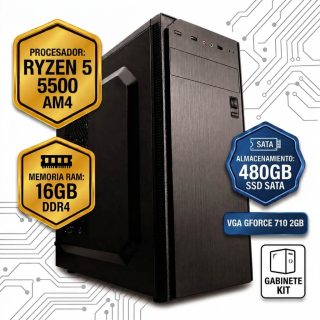 PC ELECTROSOF RYZEN 5 5500 AM4 /RAM DDR4 16GB /SSD 480GB SATA /VGA GFORCE 710 2GB /GABINETE KIT