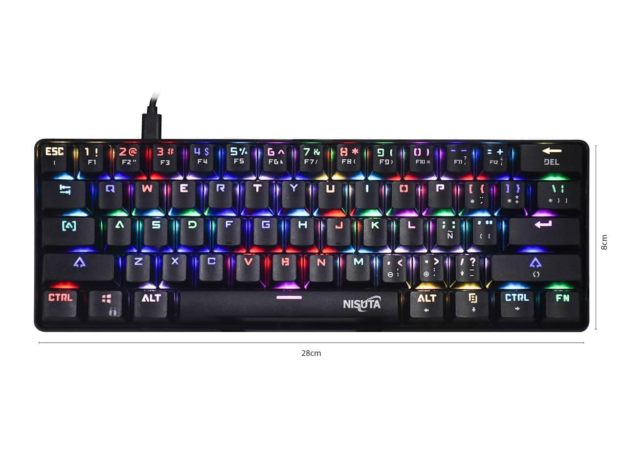 TECLADO MECANICO NISUTA GAMER 61 TECLAS RGB NSKBGZ61