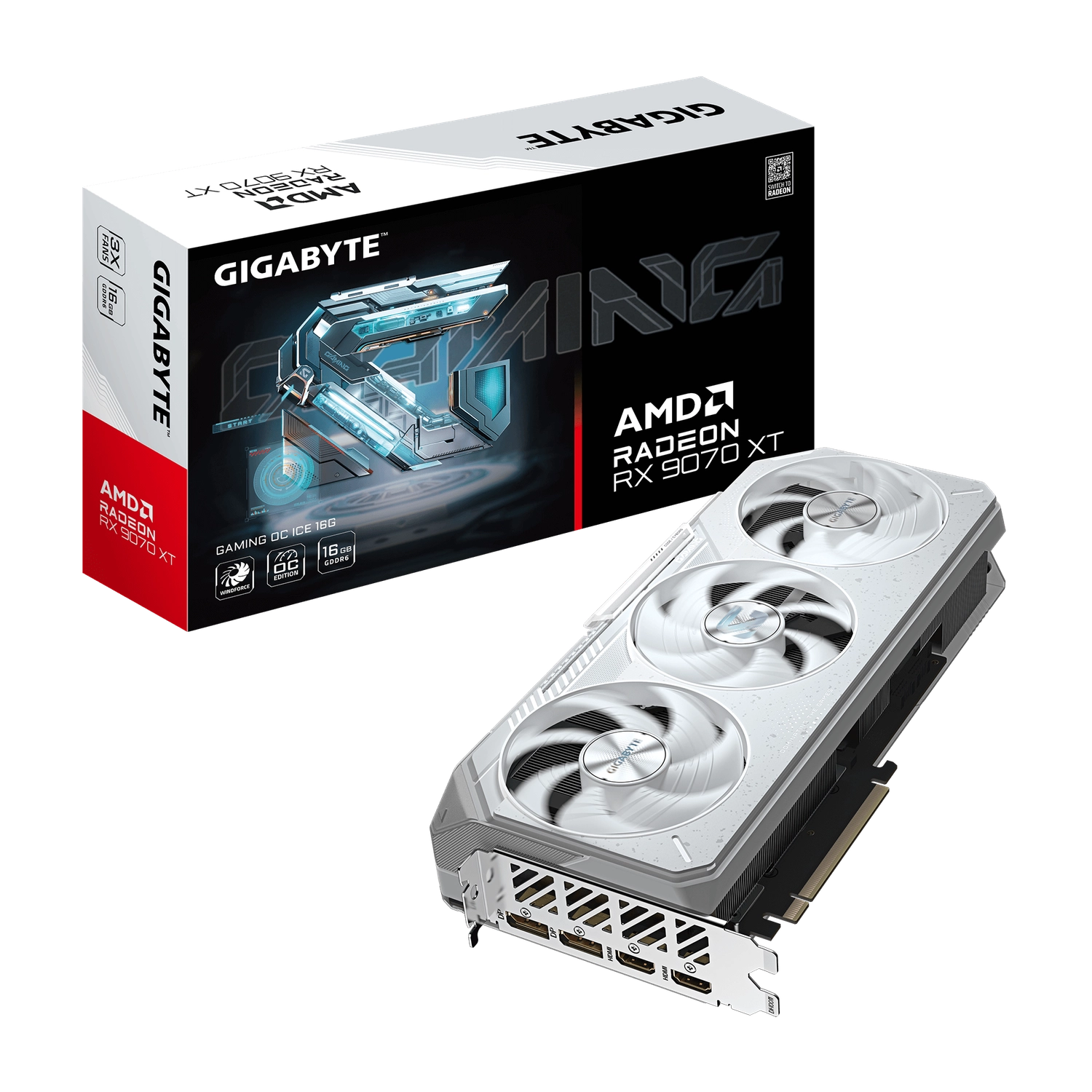 Placa de Video GIGABYTE AMD Radeon RX 9070 XT GAMING OC ICE 16G