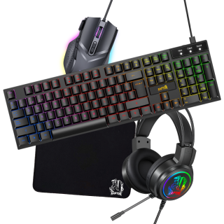 Combo Gamer Raptor Teclado Membrana 104 teclas + Mouse RGB 7200dpi + Mouse Pad S + Auricular 3.5 (3088)